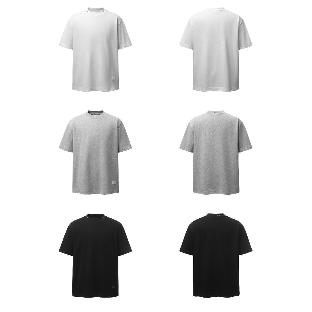 Oversize Damage Plain Short Sleeve T-Shirt