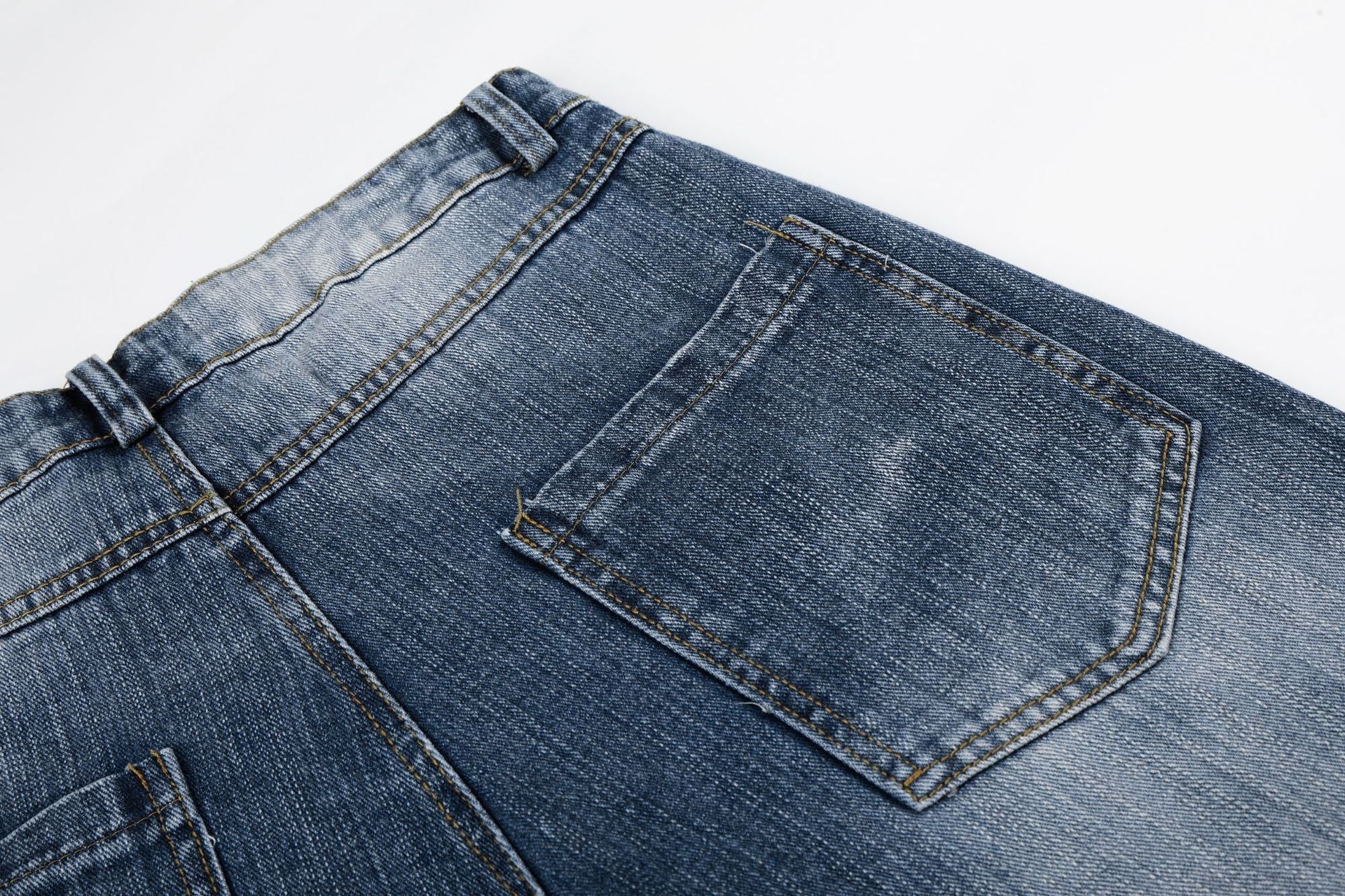 Washed Star Rhinestone Wide Leg Denim Jeans