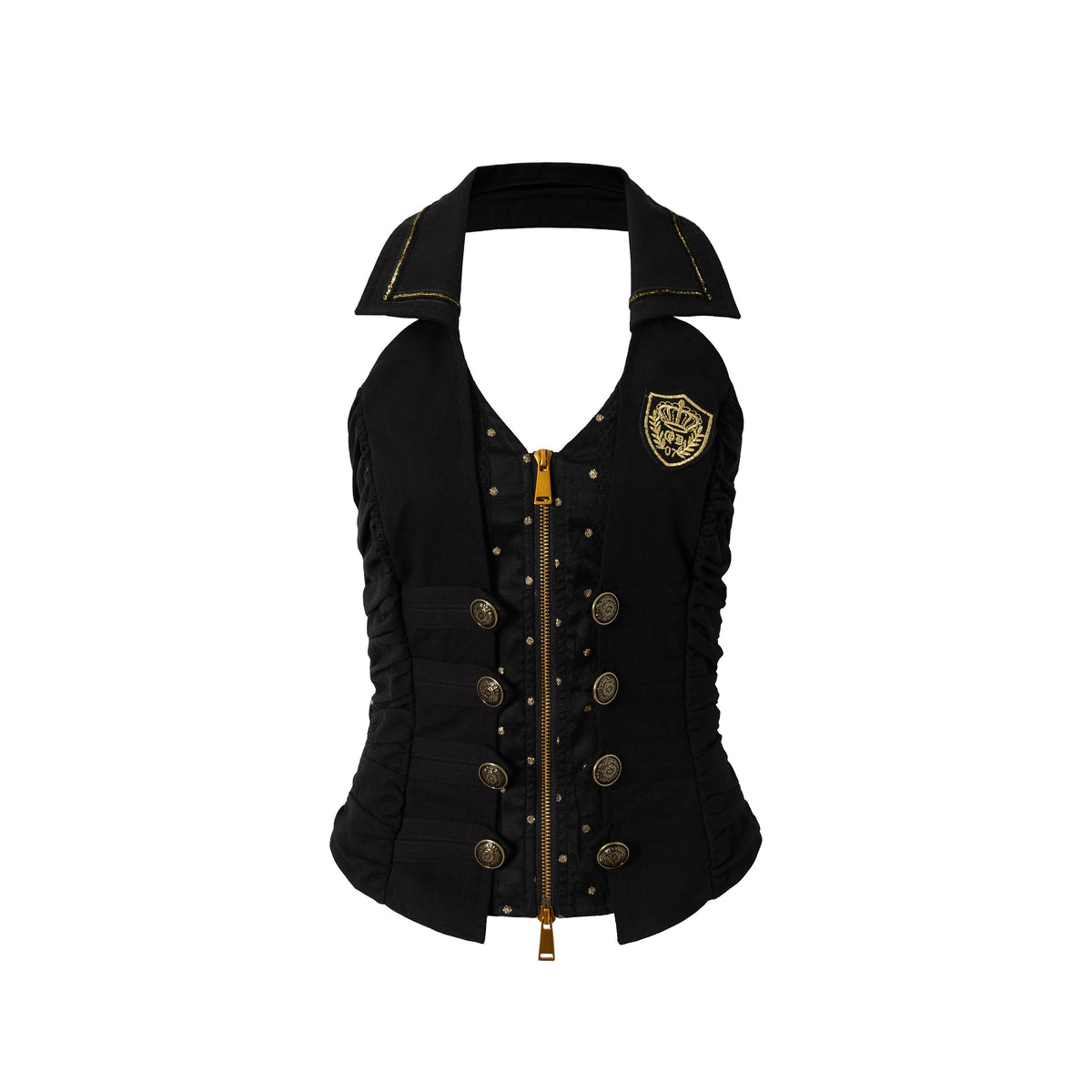 V-Neck Fake Layered Waist-Fit Tank Top