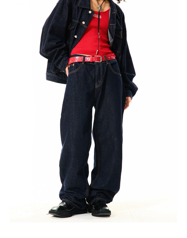 Button Oversize Denim Jacket & Wide Leg Denim Jeans Setup