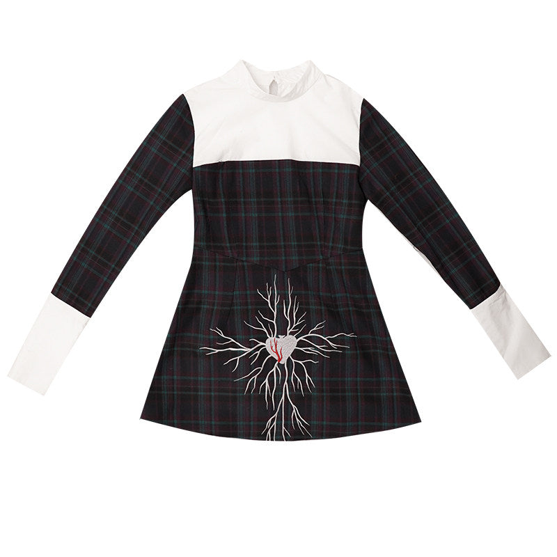 Bicolor Patchwork Long Sleeve Dress