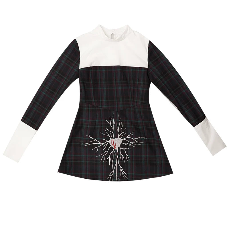 Bicolor Patchwork Long Sleeve Dress