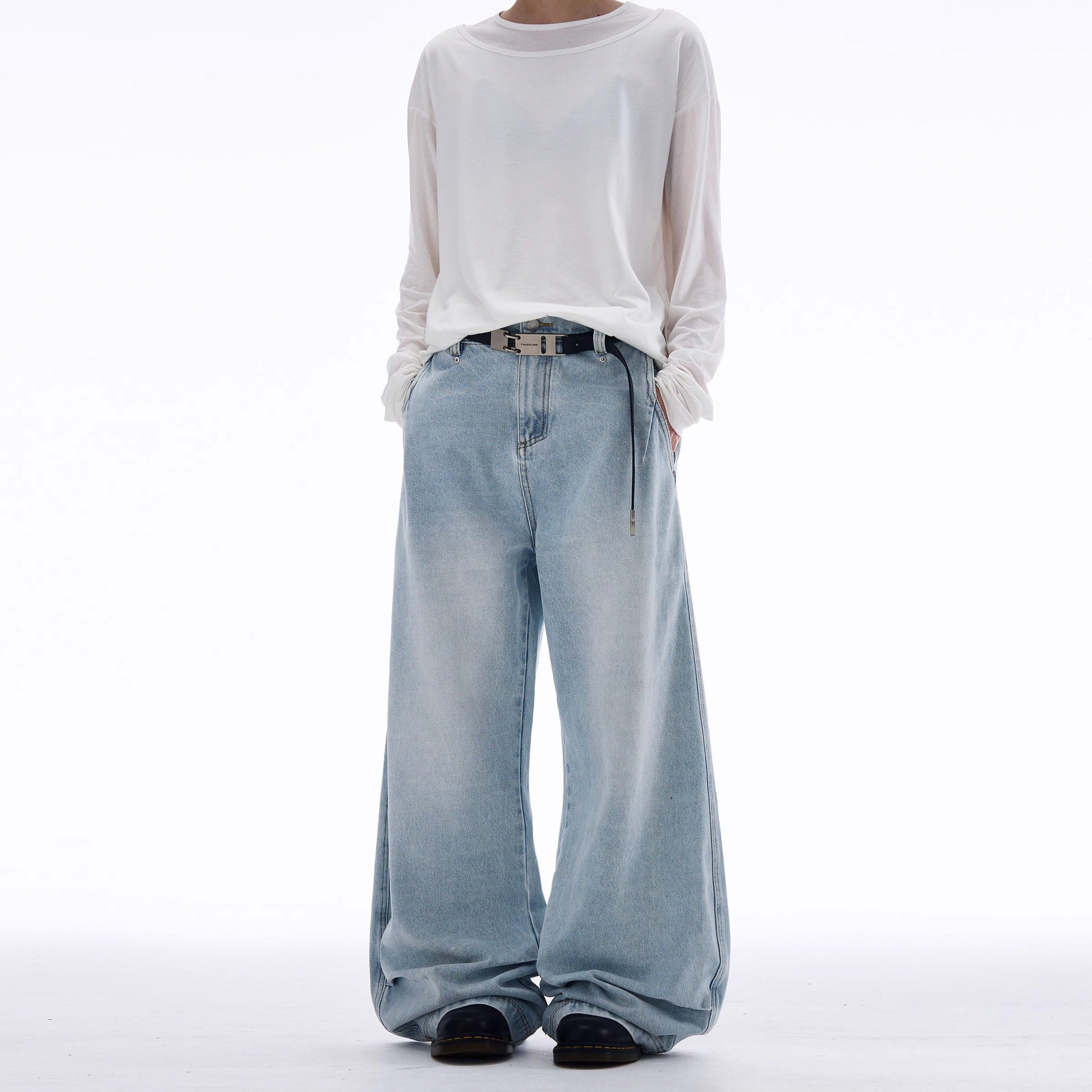 Washed Drape Scimitar Jeans