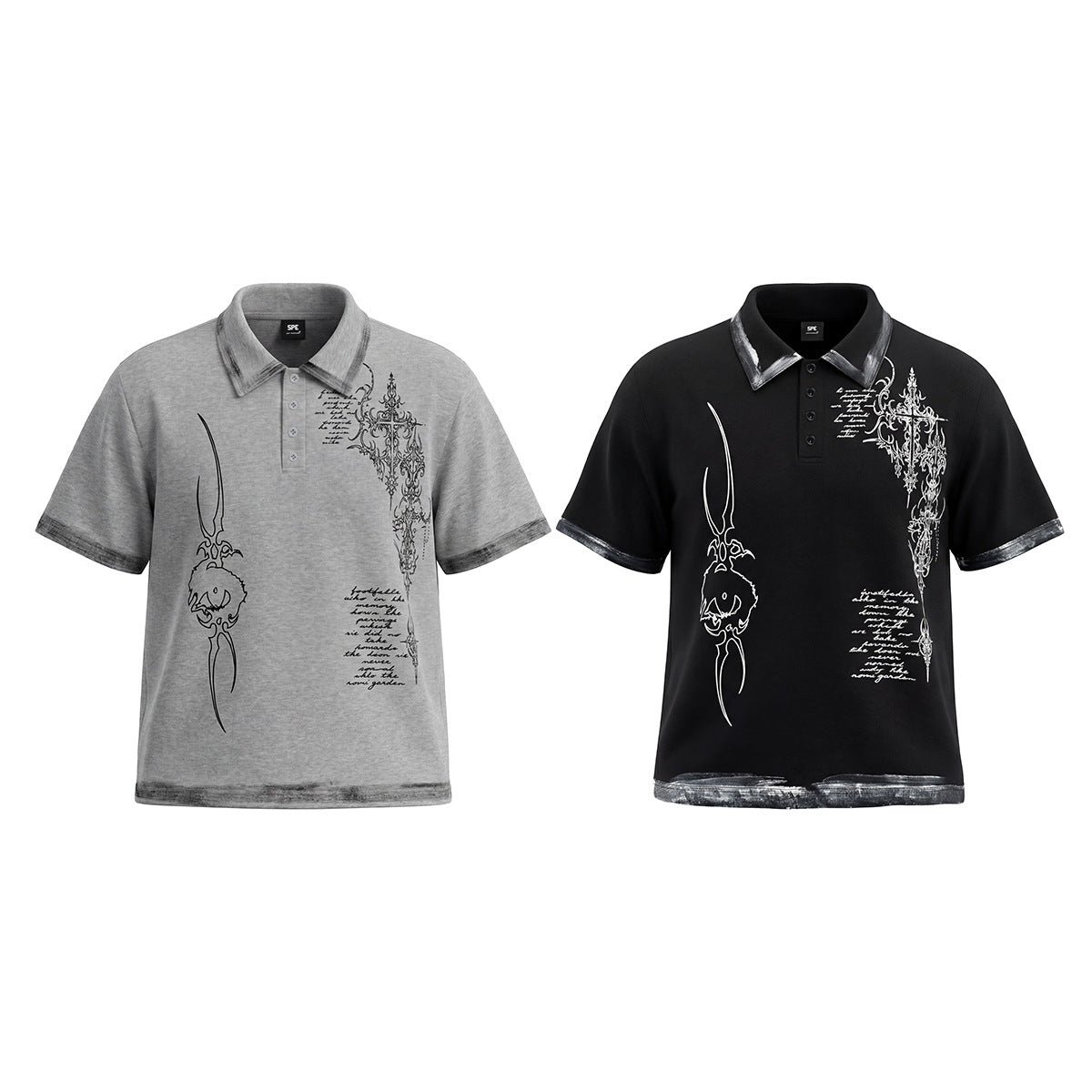 Thorn Graphic Washed Short Sleeve Polo Shirt