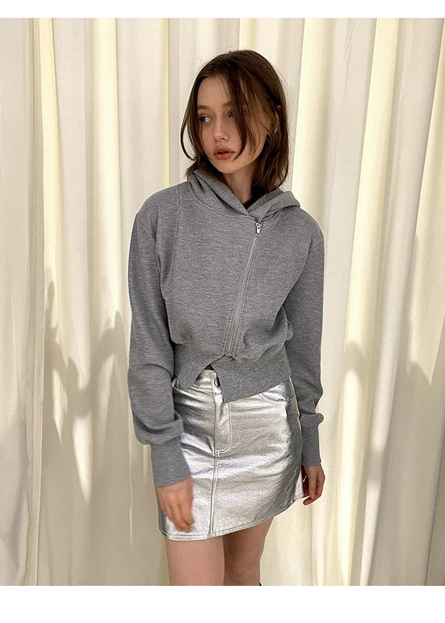 Diagonal Zipper Hoodie