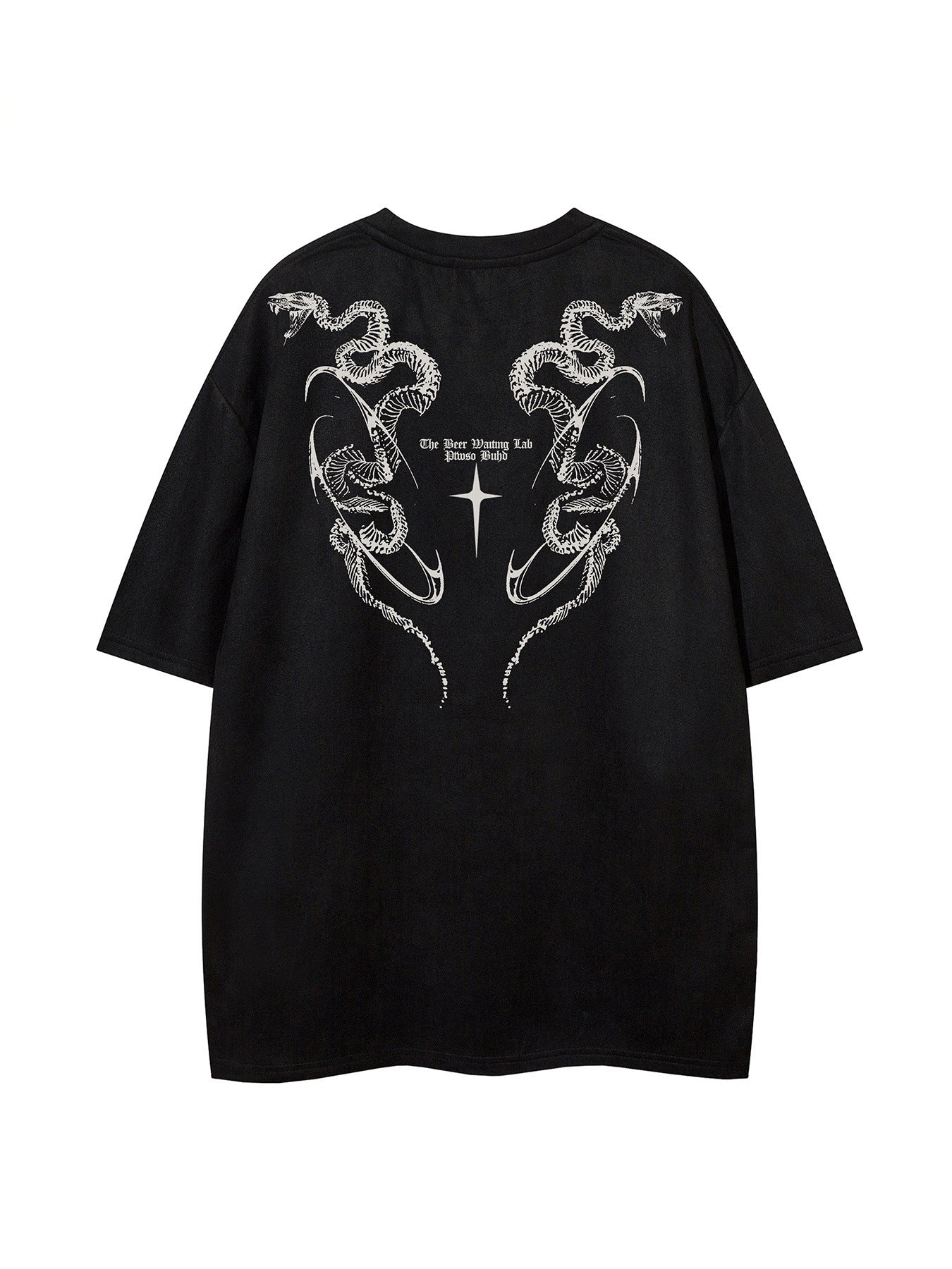 Python Print Suede Letter Print Short Sleeve T-Shirt
