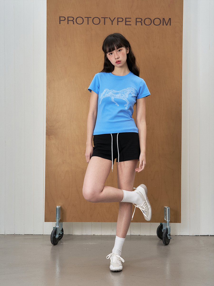 Coded Animal Print Crew Neck Short T-Shirt