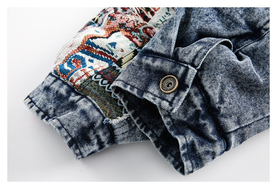 Chaqueta acolchada vaquera de patchwork deconstruida