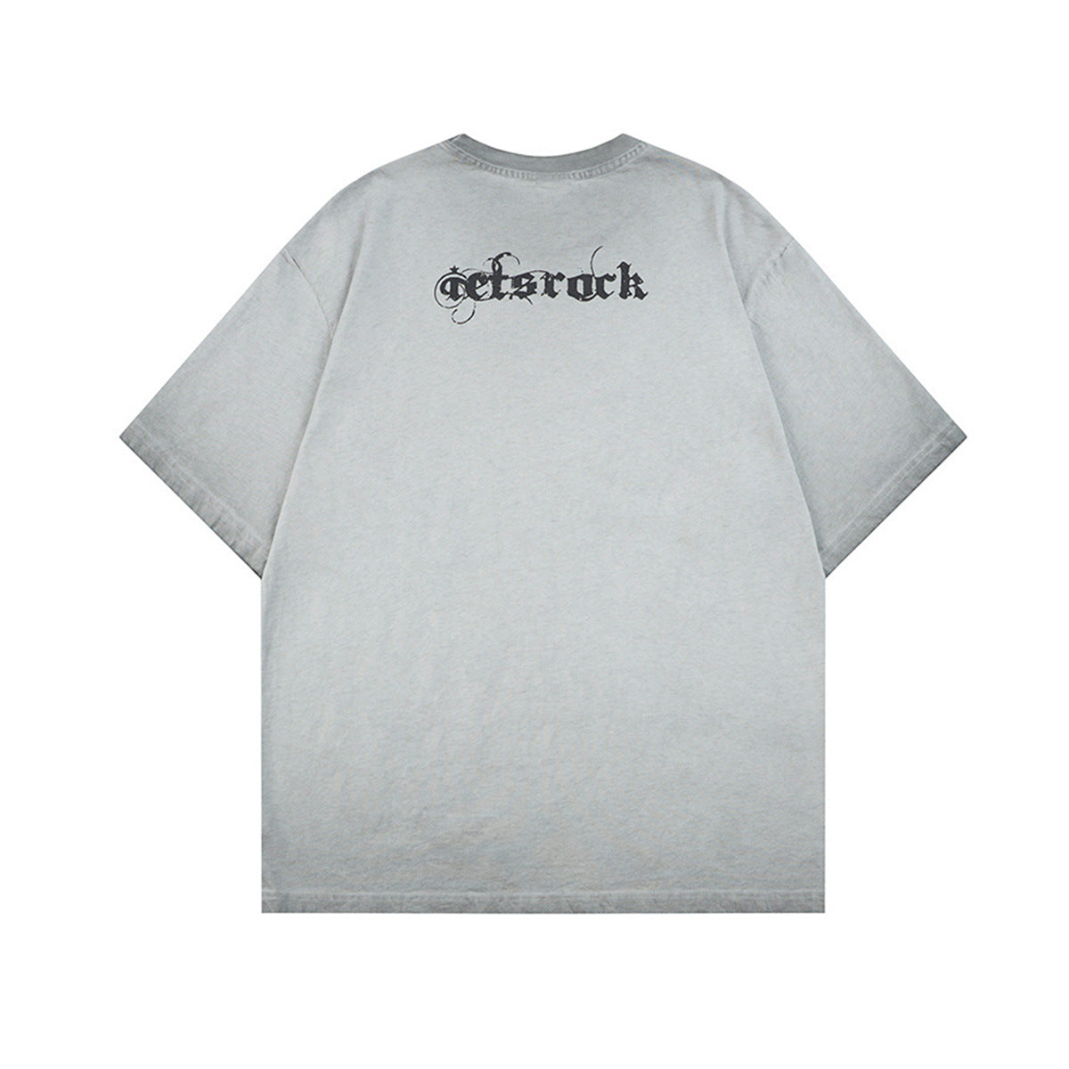 Washed Portrait Letter Print Short Sleeve T-Shirt