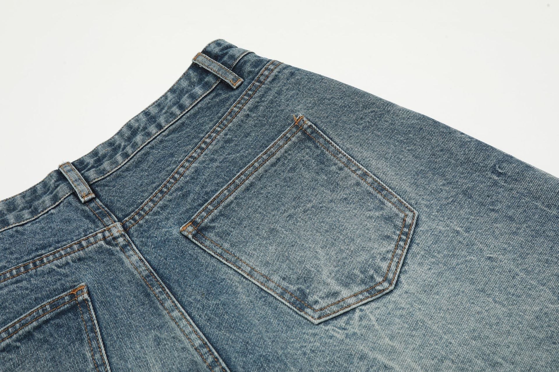 Washed Wide Leg Denim Jort