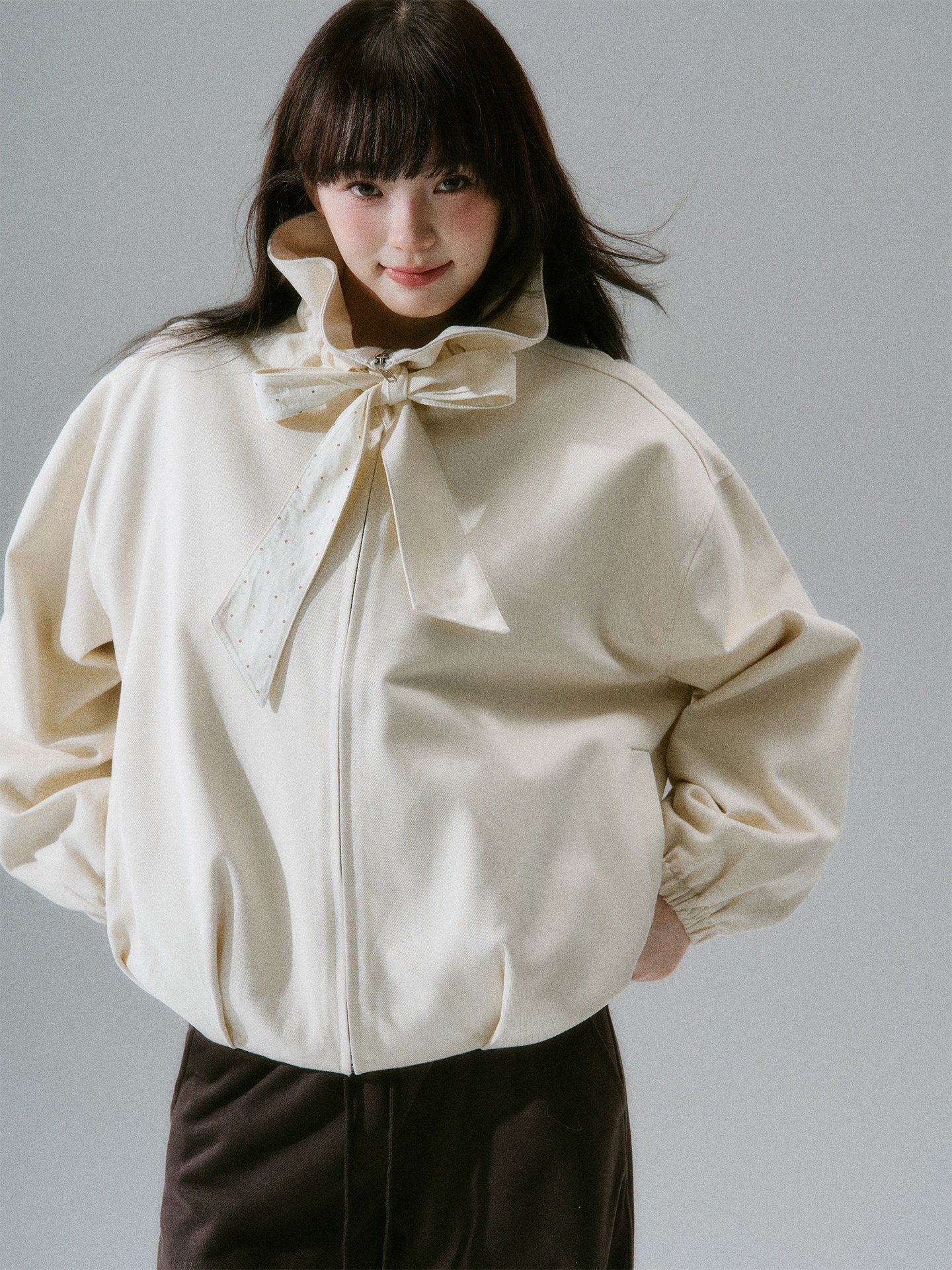 Bow Tie Collar Oversize Jacket