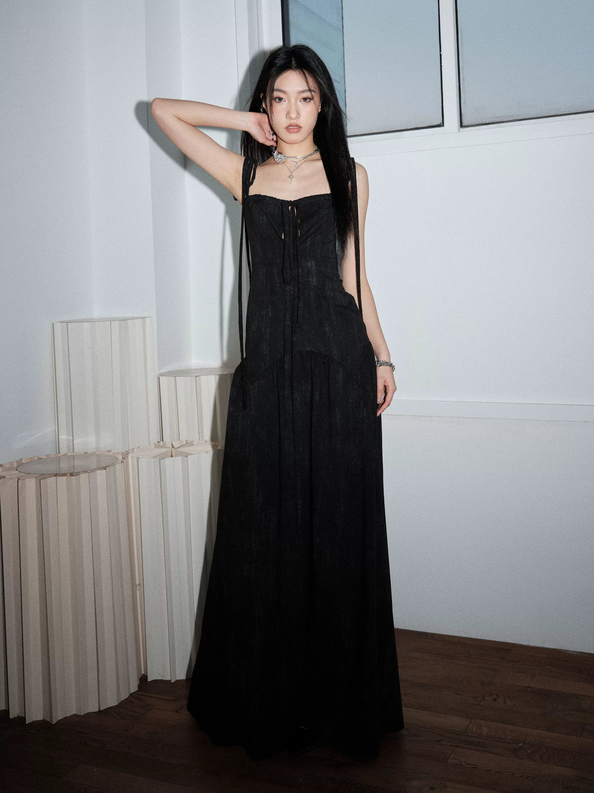Relaxation Waist Long Camisole Dress