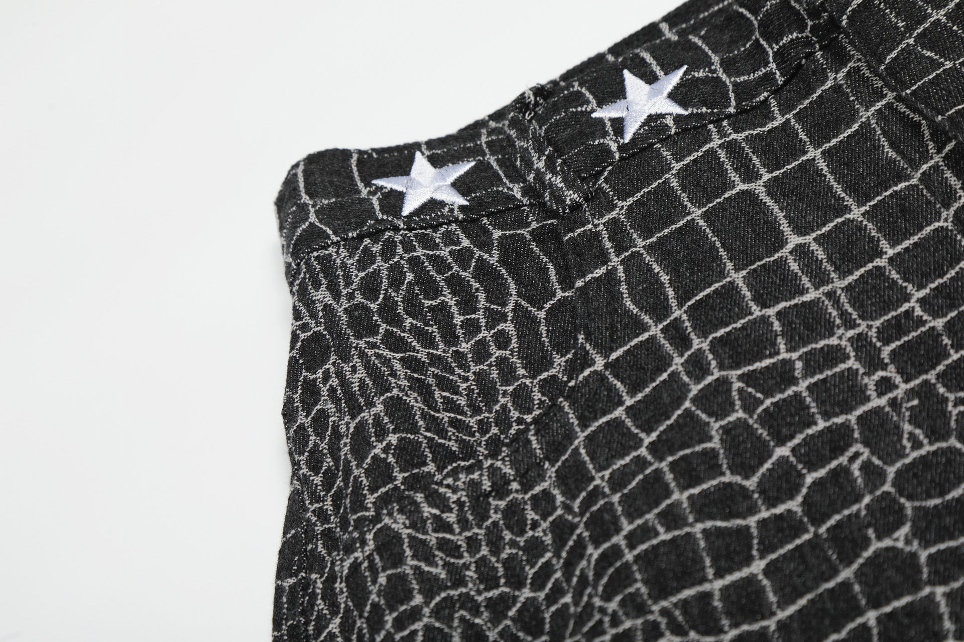 Crocodile Pattern Star Studs Wide Leg Pants
