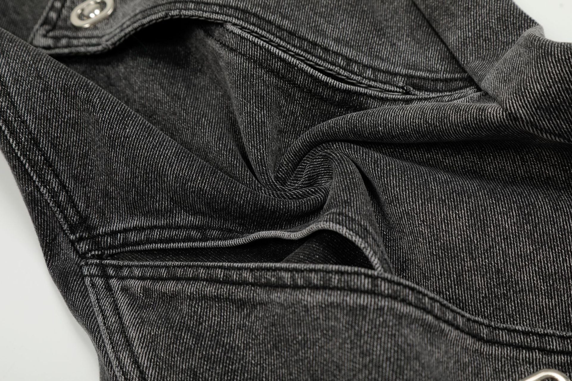 Washed Irregular Panel Wide Leg Denim Jeans