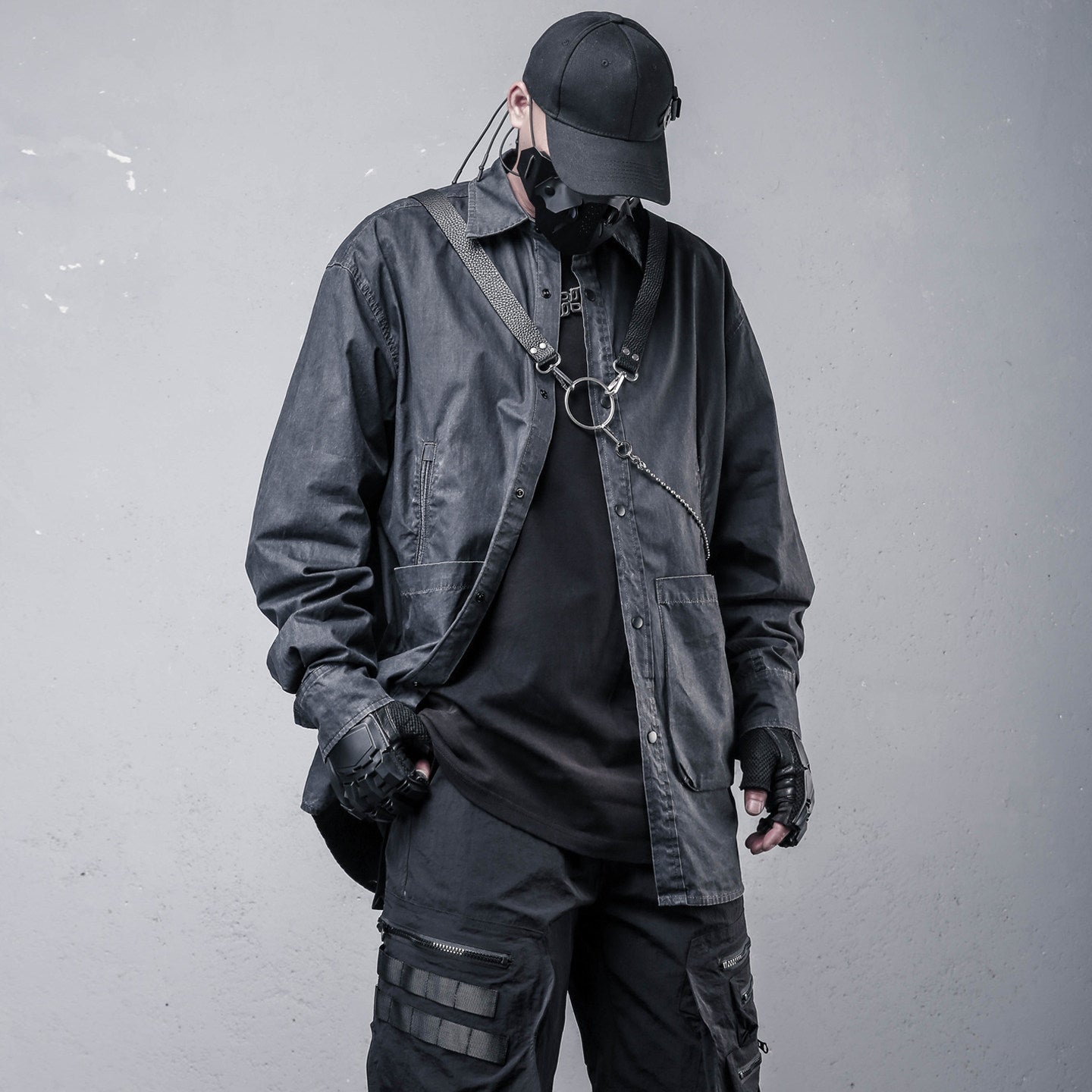 Chemise utilitaire déstructurée à col carré