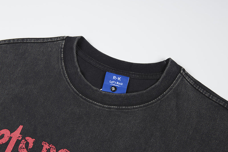 Washed Portrait Print Short Sleeve T-Shirt