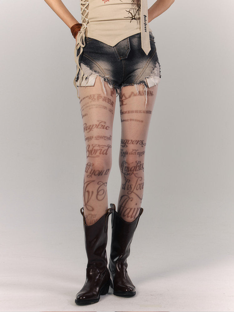 Washed Damage Fray Short Denim Jeans