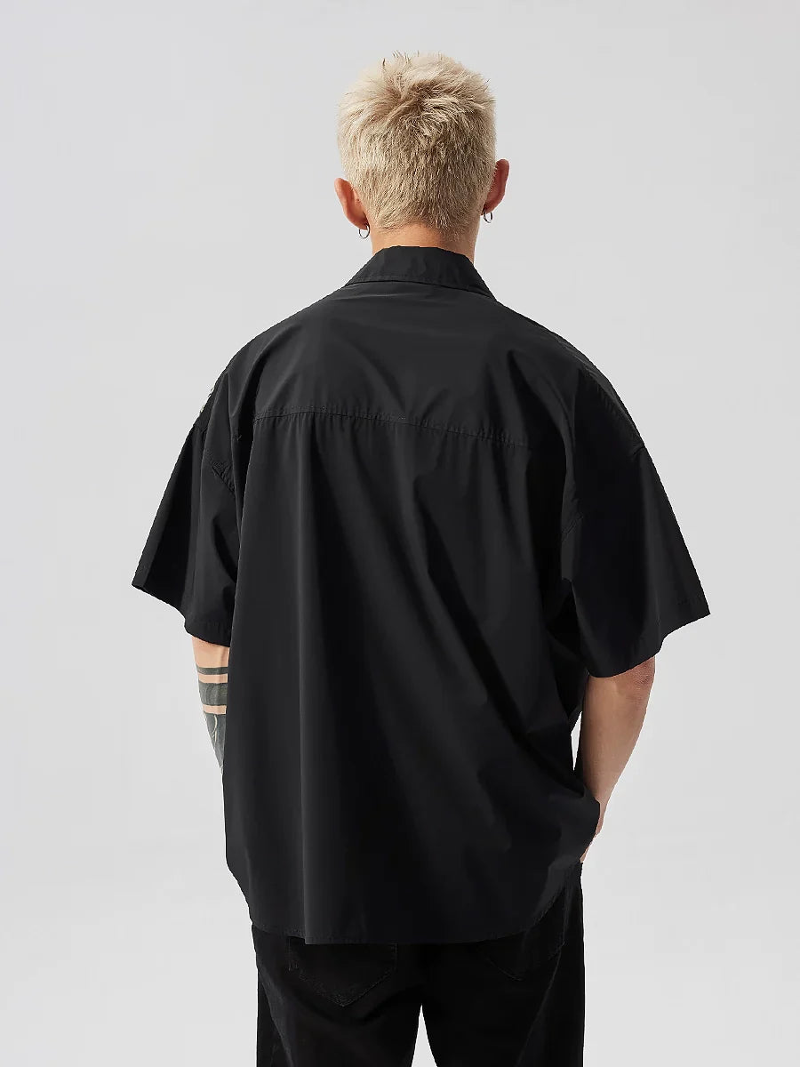 Deconstruction Tie-Dye Patchwork Oversize Short Sleeve Shirt