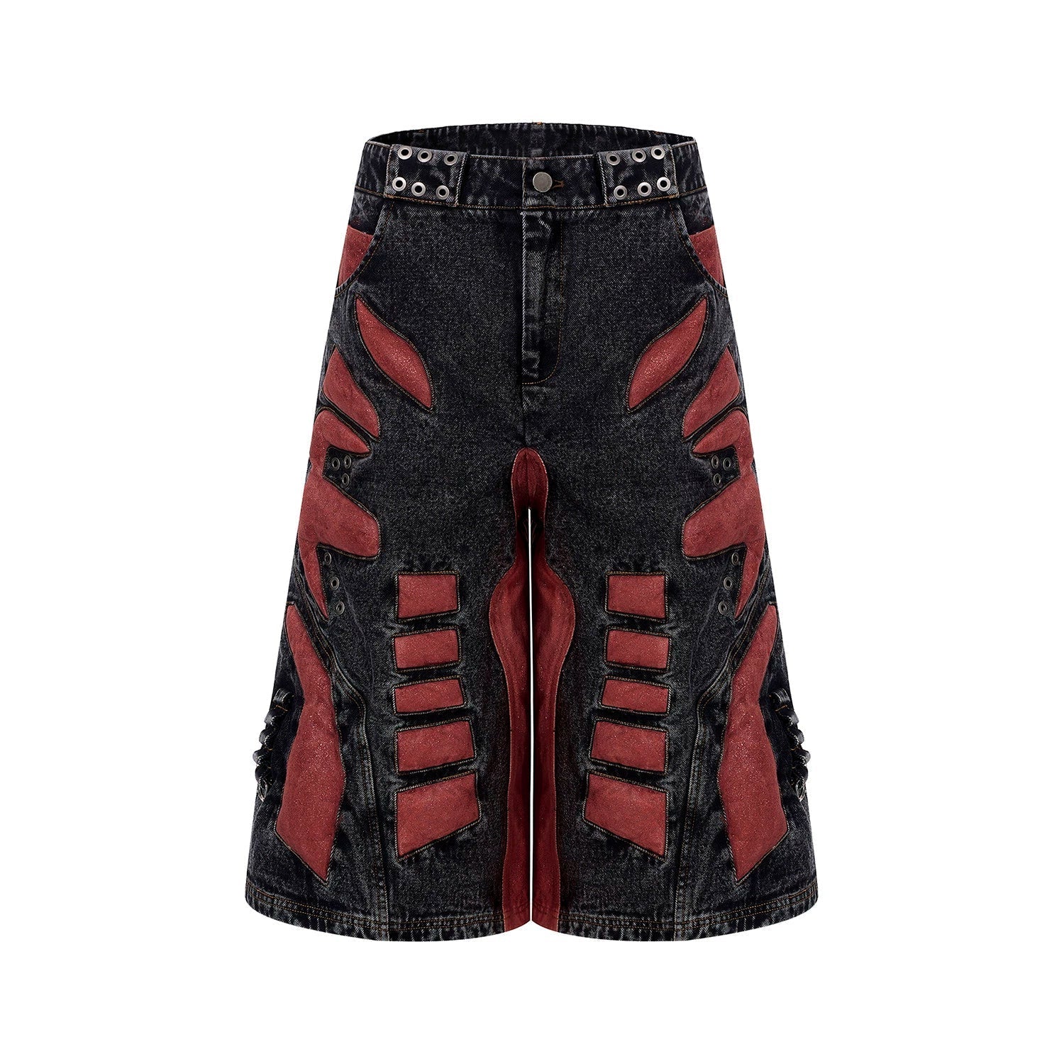 Graphic Patchwork Washed Short Sleeve Denim Jacket & Washed Denim Short Setup
