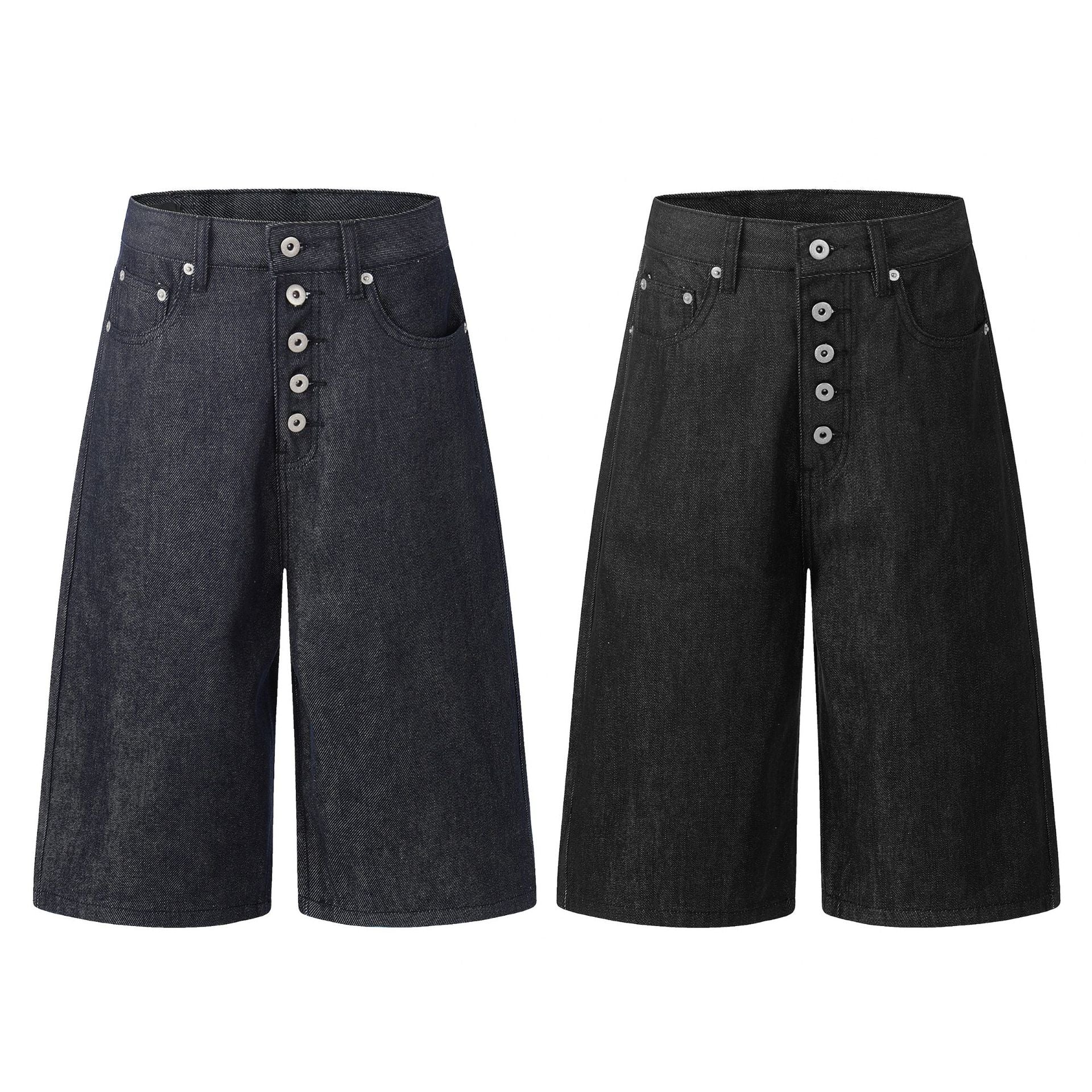 Button Fly Wide Leg Jort
