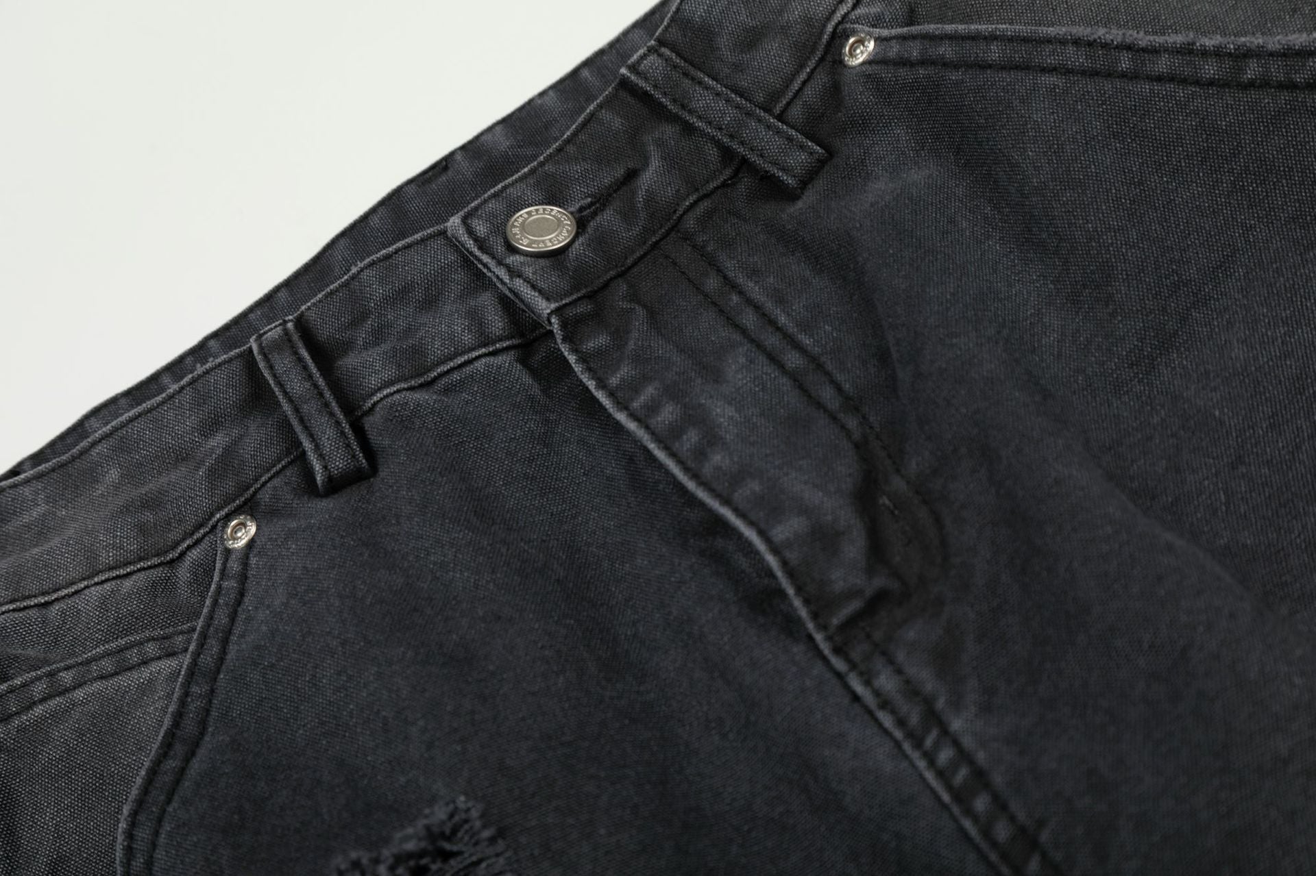 Washed Damage Wide Leg Denim Jeans