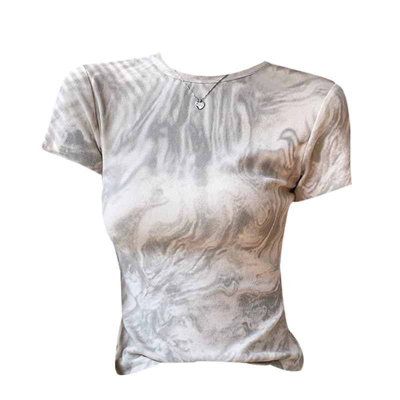Round Neck Tie-Dye Short Sleeve T-shirt