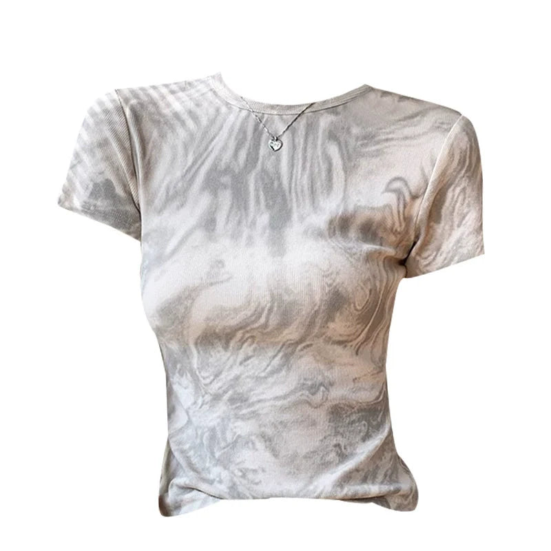 Round Neck Tie-Dye Short Sleeve T-shirt - MADXMARX