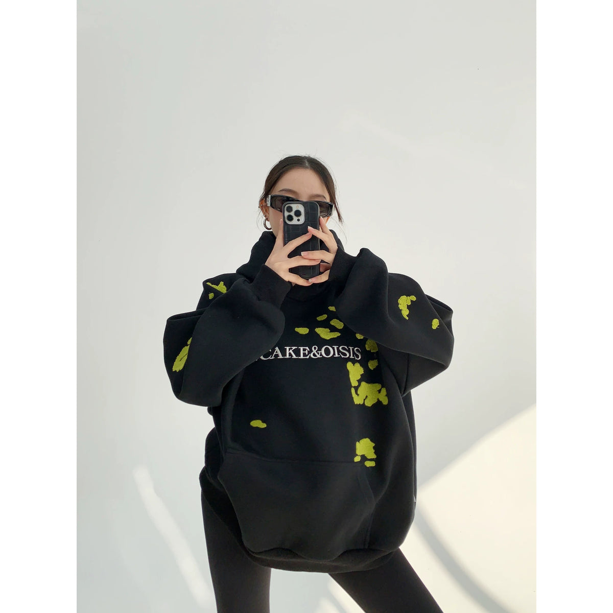 Thick Embroidery Oversized Hoodie