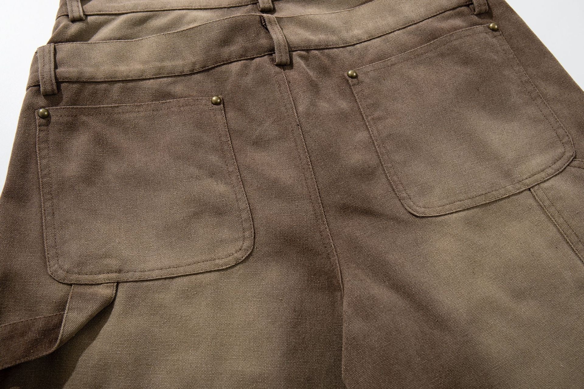 Double Waist Washed Studs Wide Leg Denim Jeans