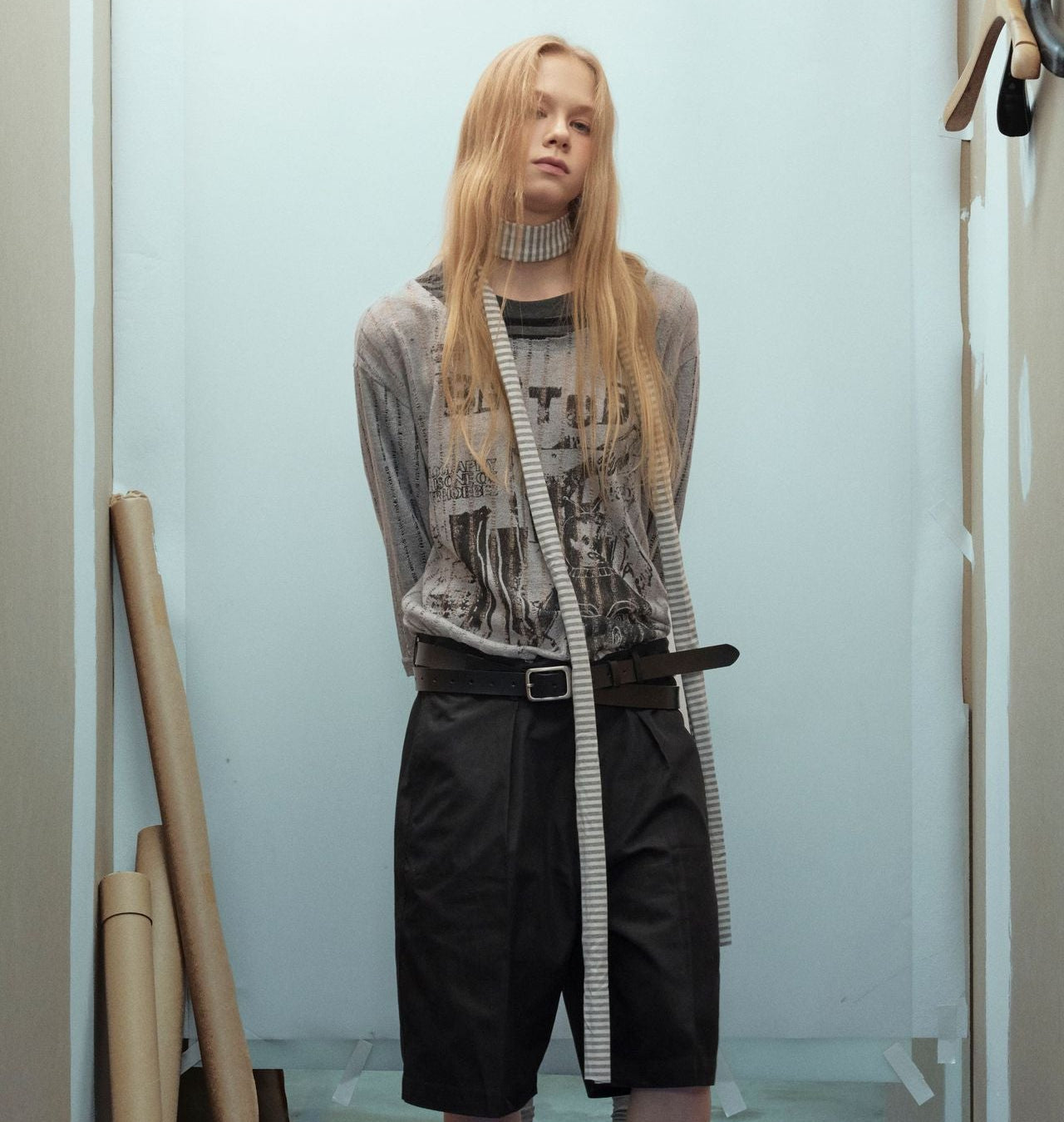 Stripe Fake Layered Graphic Long Sleeve T-Shirt