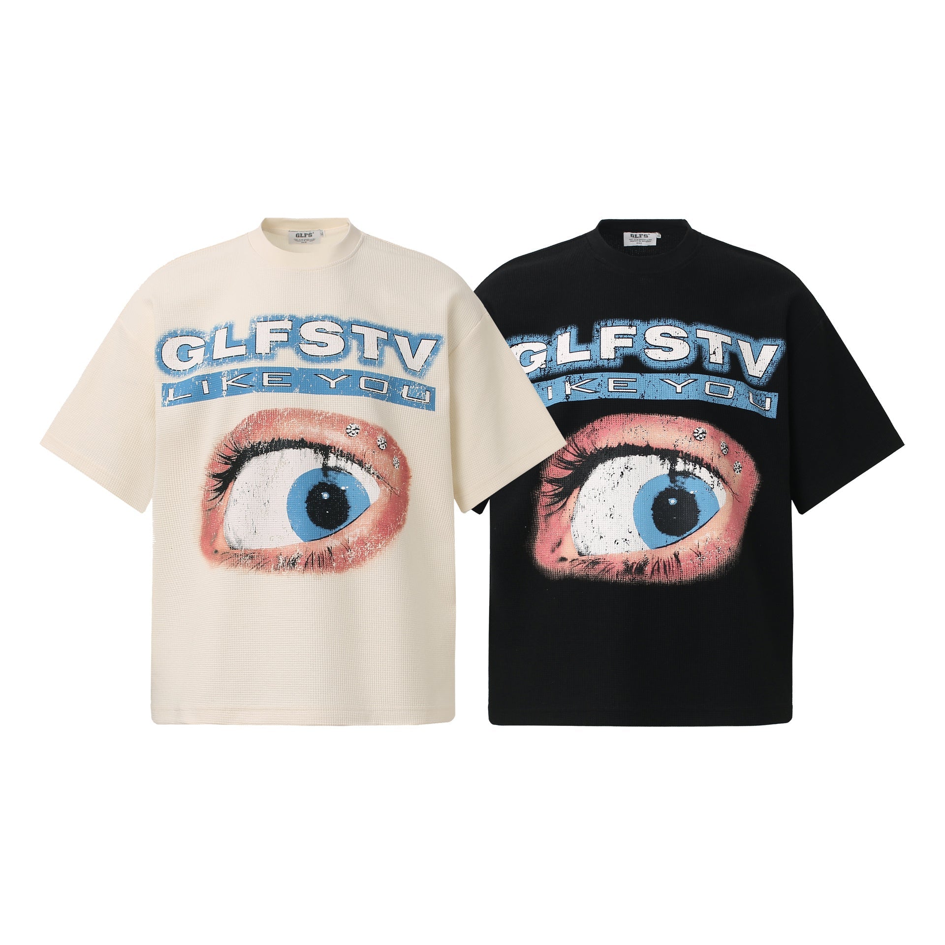 Waffle Graffiti Print Short Sleeve T-Shirt