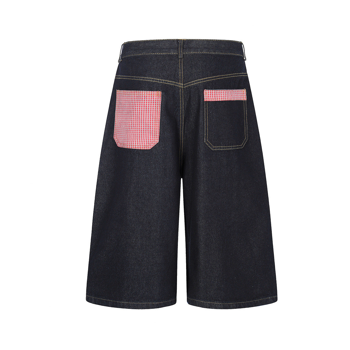 Star Patch Embroidery Denim Wide Leg Jort