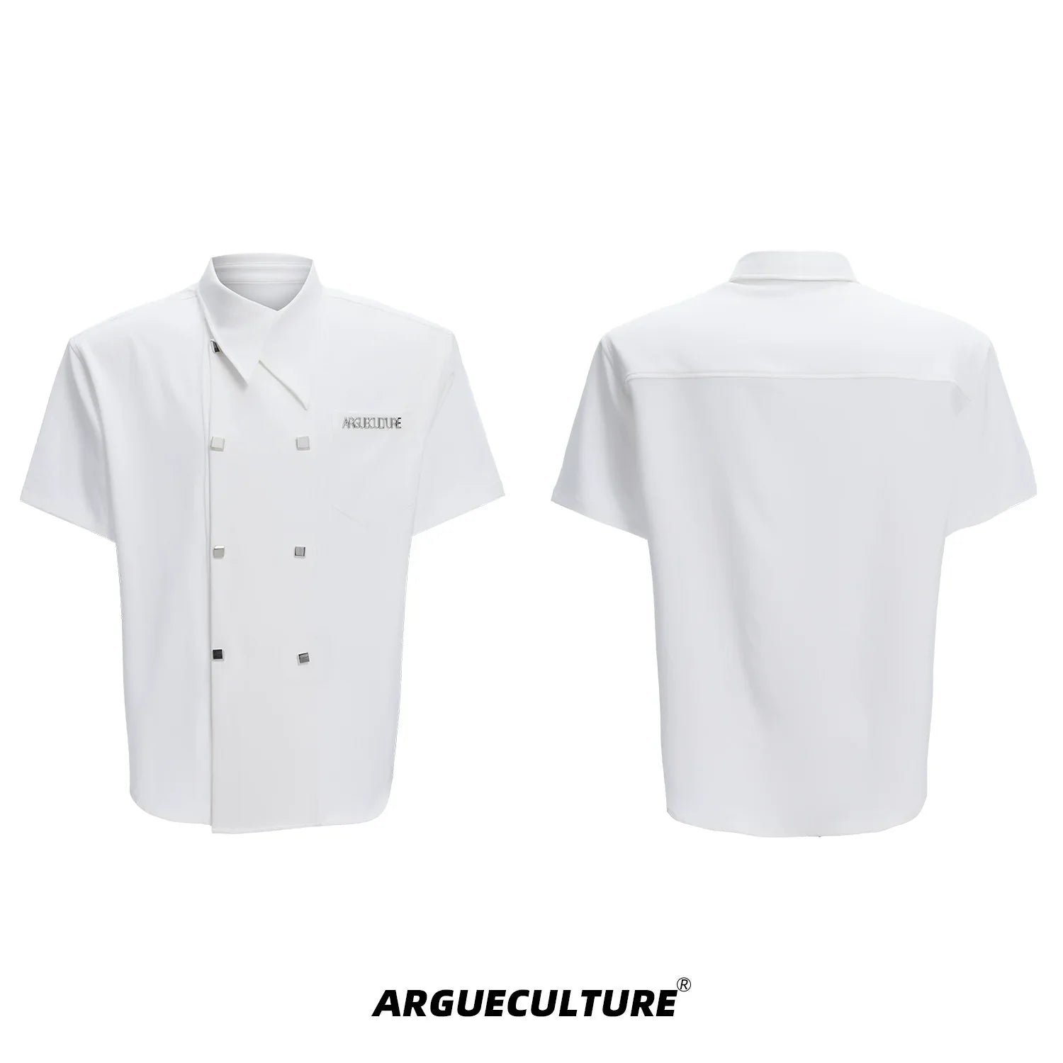 Double-Breasted Design Oversize Short Sleeve Shirt