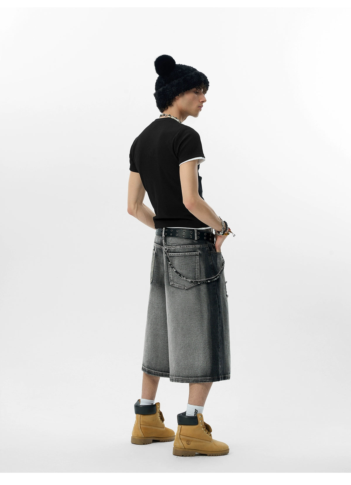 Jorts rétro déchirés délavés noirs