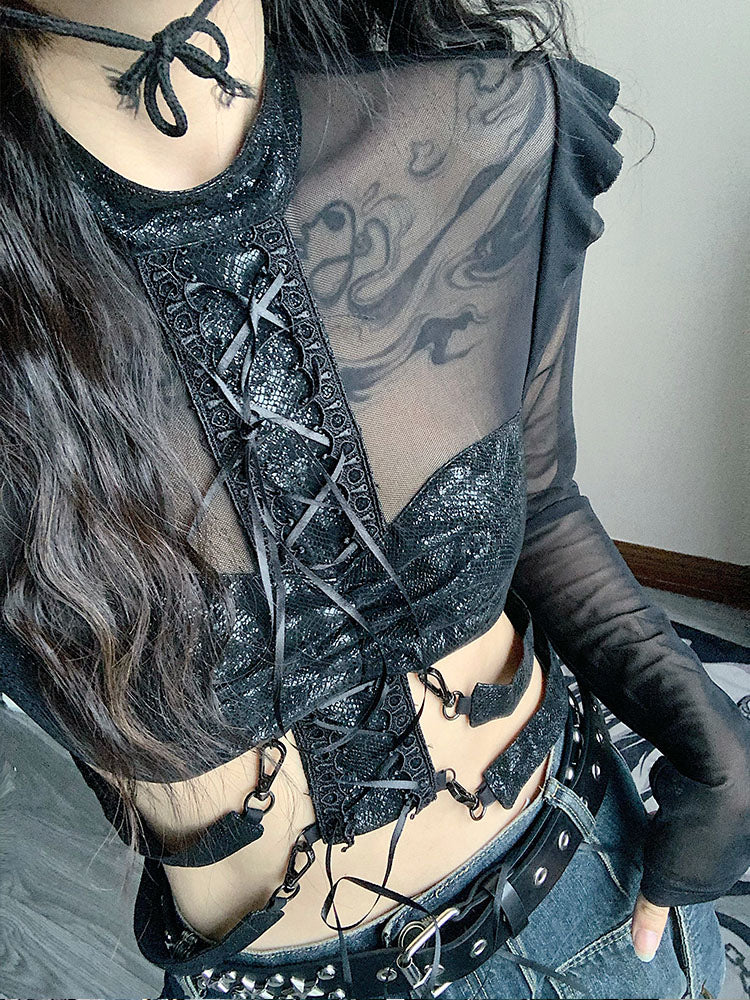 Sheer Mesh Short Blouse