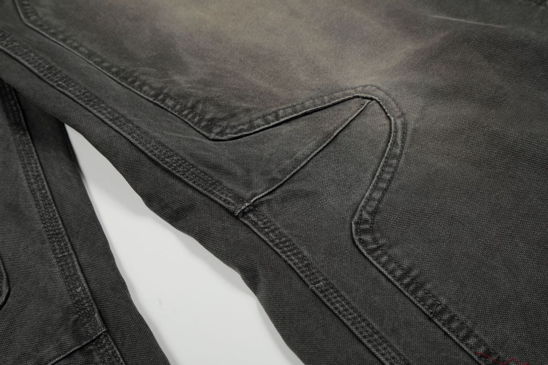 Washed Fade Curved Seam Wide Leg Denim Jeans