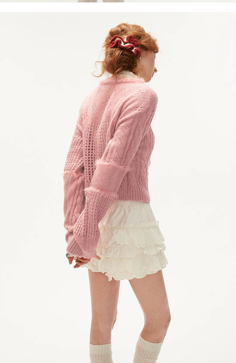 Rose Design Short Knit Sweater