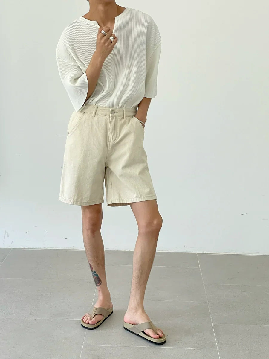 Thin High Waist Wide-Leg Straight Shorts