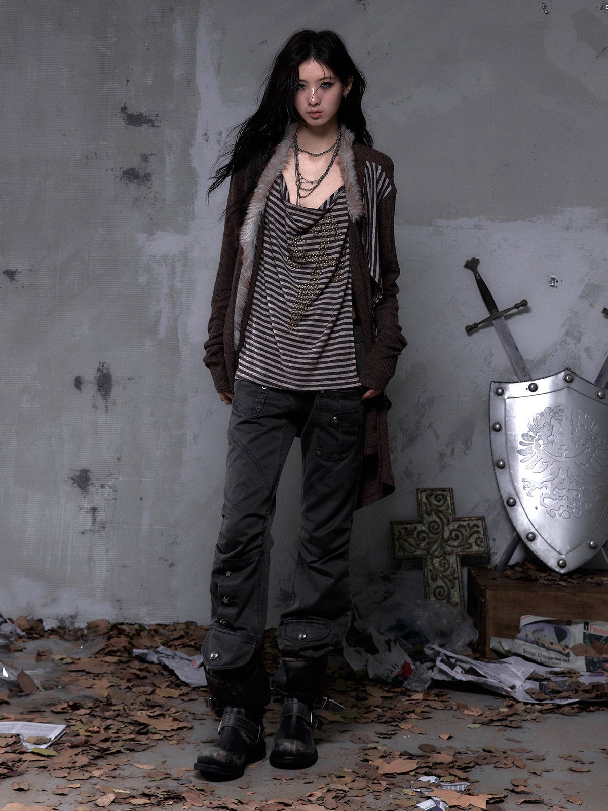 Wrinkle Washed Flare Suede Pants