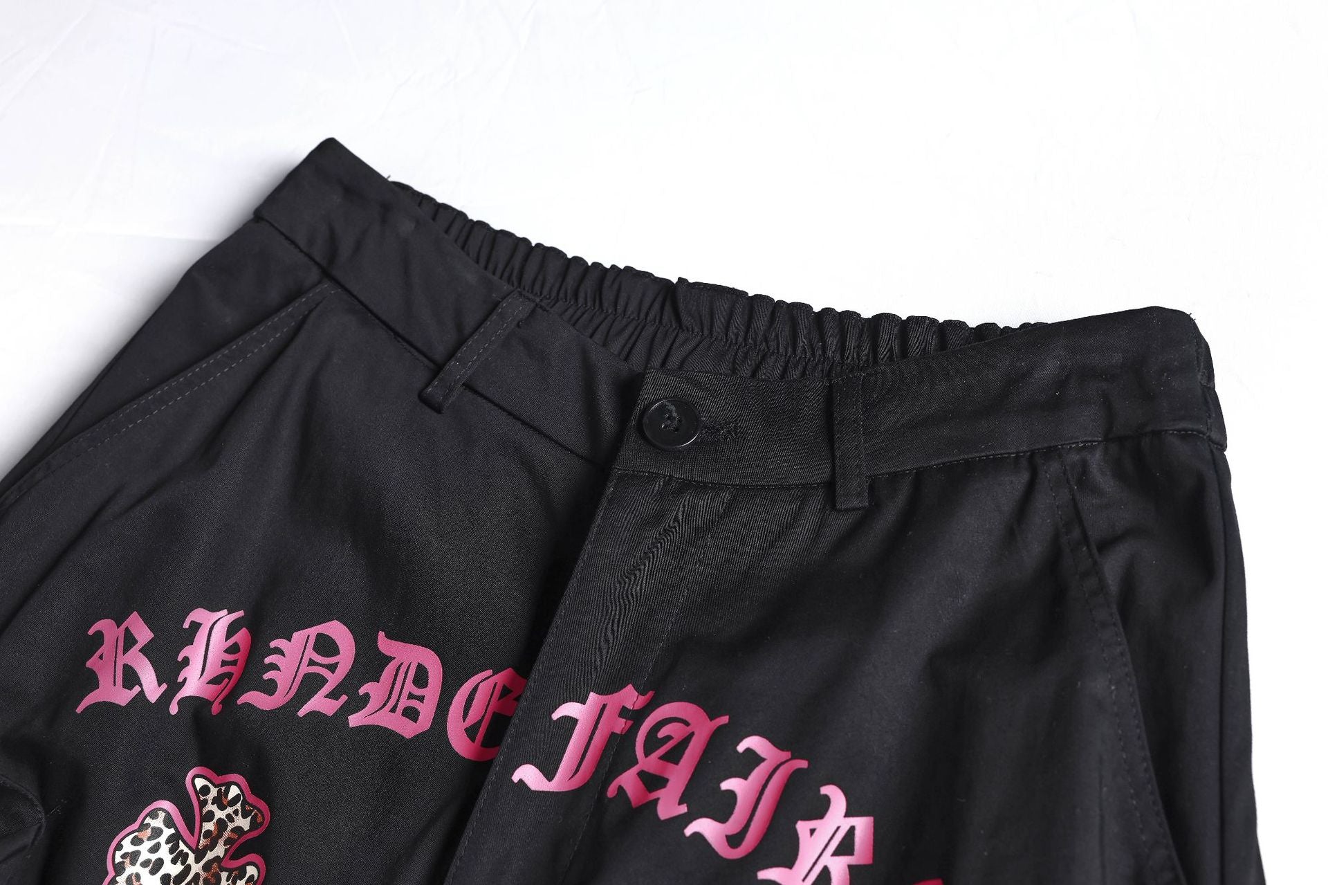 Multi Pocket Letter Print Straight Cargo Pants
