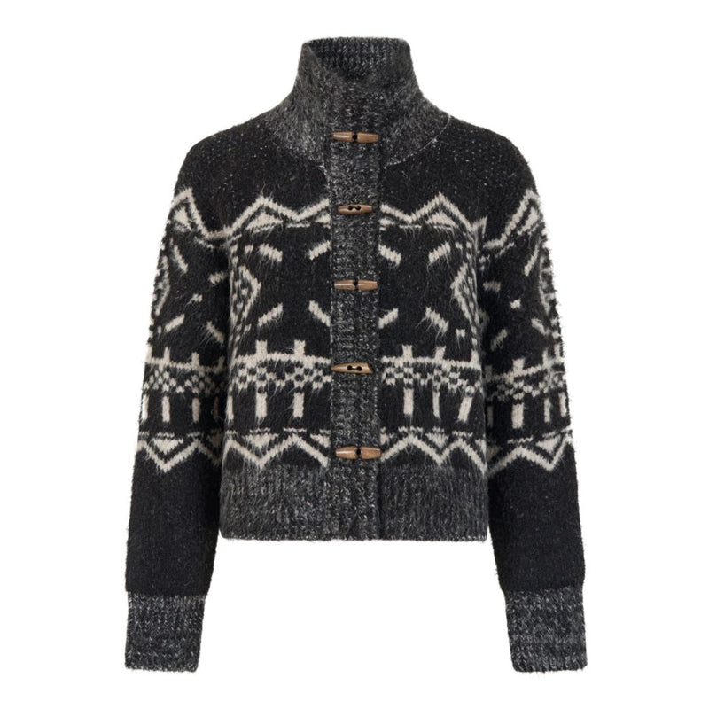 Fair Isle Jacquard Knit Cardigan