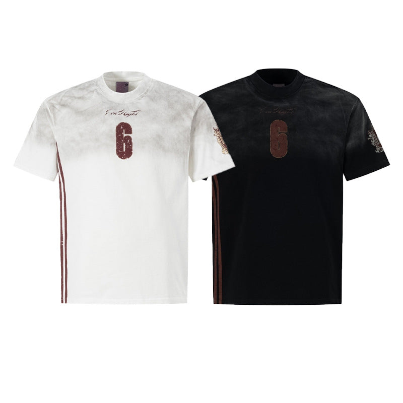 Spray Paint Number Print Short Sleeve T-Shirt