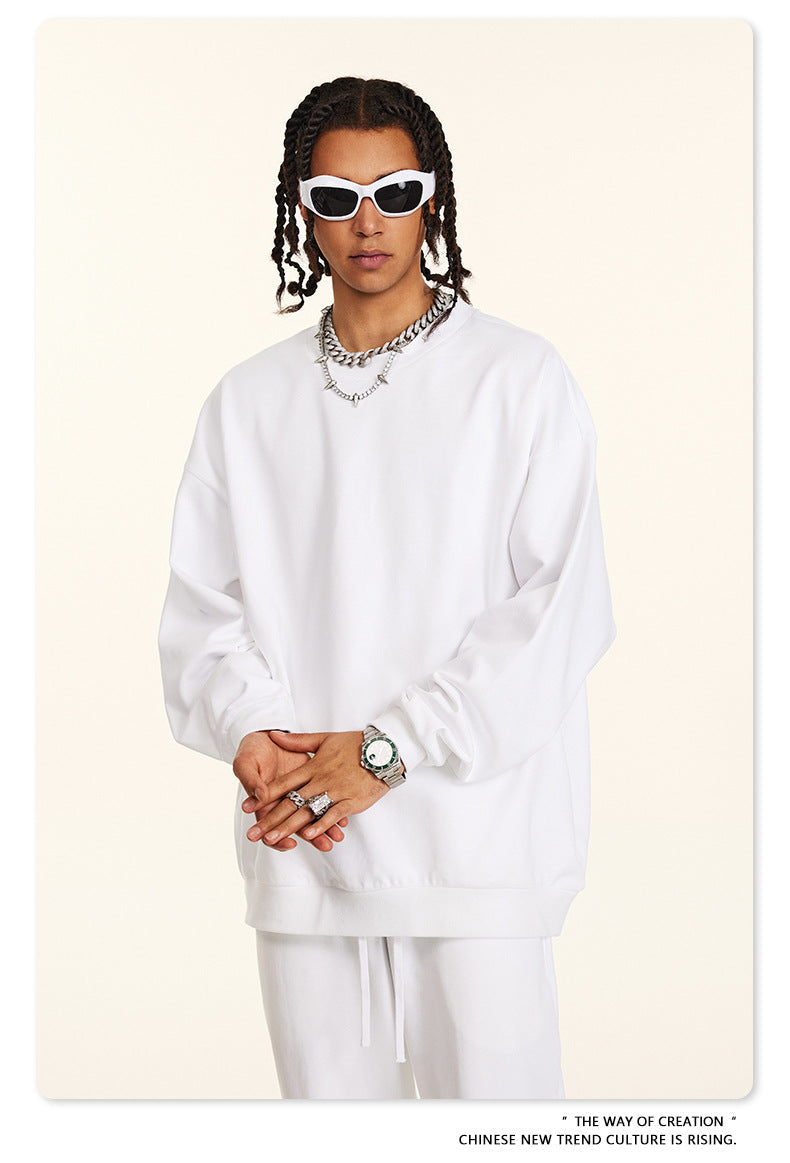 Oversize Heavyweight Basic Round Neck Sweatshirt