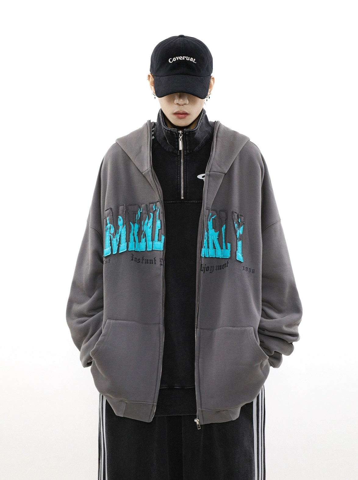 Oversize Brushed Lining Zipper Hoodie