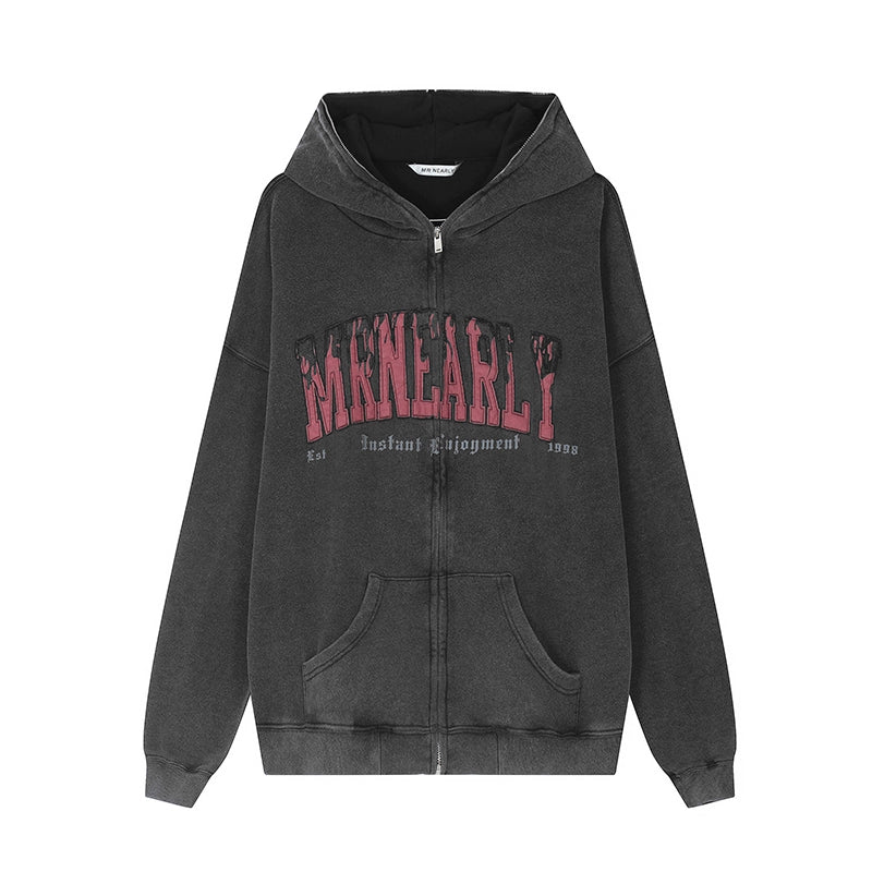 Sweat à capuche zippé surdimensionné avec doublure brossée