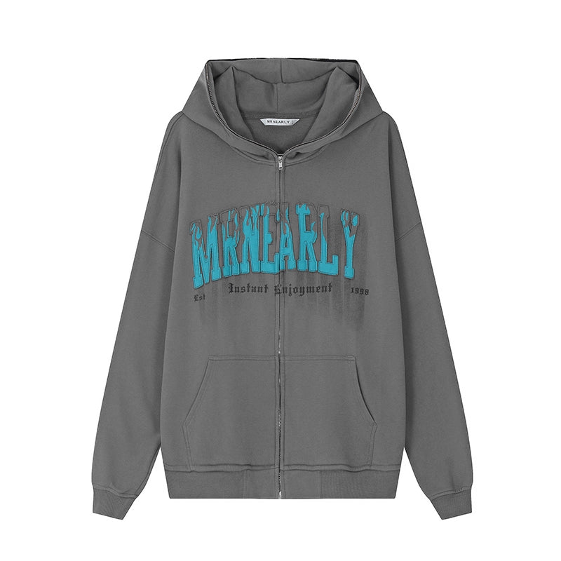 Sweat à capuche zippé surdimensionné avec doublure brossée