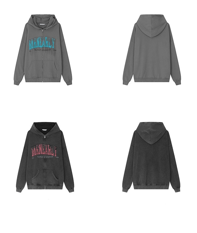Oversize Brushed Lining Zipper Hoodie