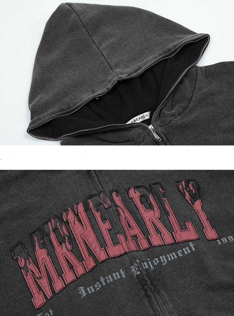 Oversize Brushed Lining Zipper Hoodie