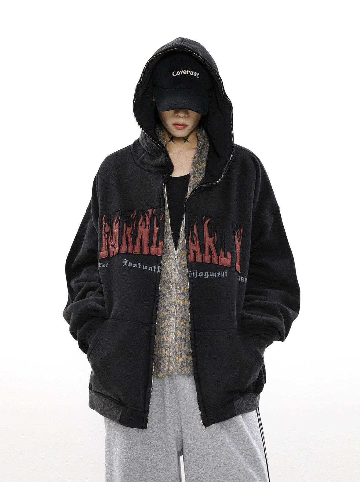 Oversize Brushed Lining Zipper Hoodie