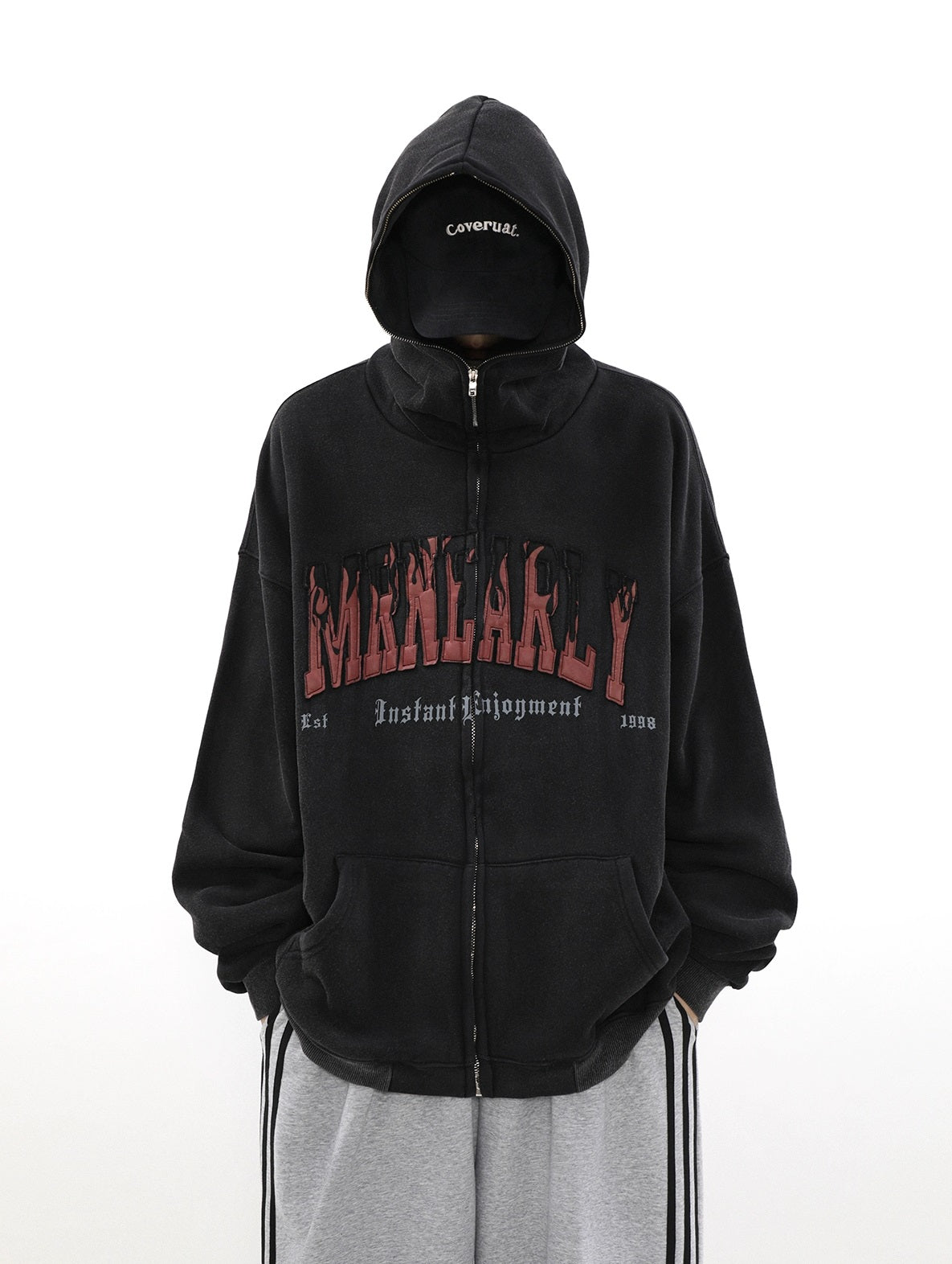 Sweat à capuche zippé surdimensionné avec doublure brossée